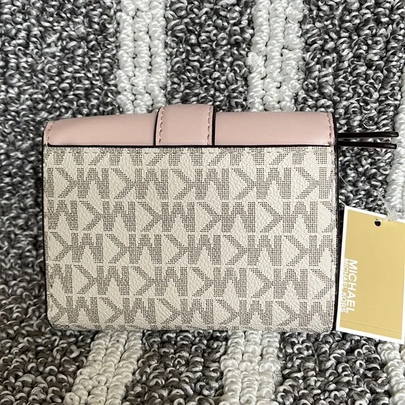 MICHAEL KORS CARMEN MEDIUM LOGO AND FAUX LEATHER WALLET POWDER BLUSH MULTI - Picture 13 of 16